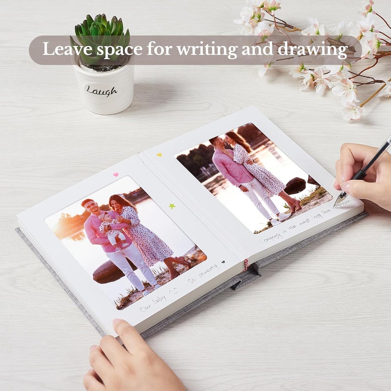 Pssoss Photo Album 5x7 with Writing Space Linen Cover 5x7 Photo Album Book Holds 20 Photos Ideal for Wedding Theme-Album and Baby Photo Albums (Beige,20 Pockets) - Image 4